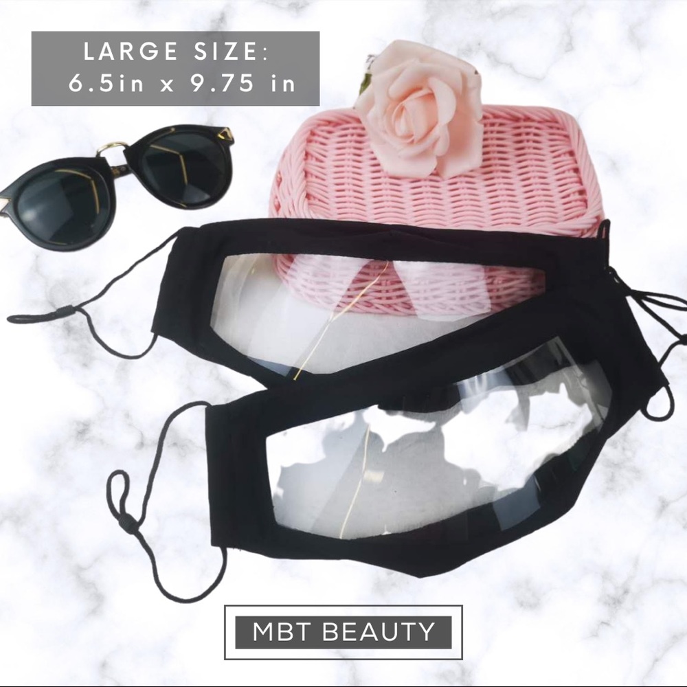 Clear Anti-Fog See Through Black Face Mask